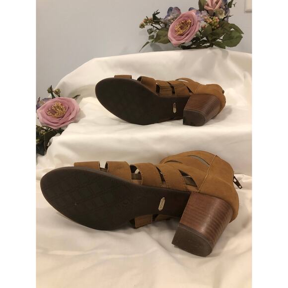 Vionic Harlow Wedge Sandals Women Size 10 Brown Suede Block Heel Cutout Zip - Picture 11 of 13